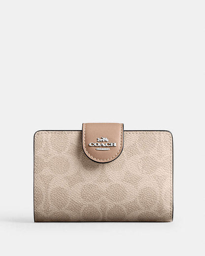 Medium Corner Zip Wallet In Signature Canvas Signature Canvas-Silver-Sand-Taupe Signature Canvas-Silver-Sand-Taupe