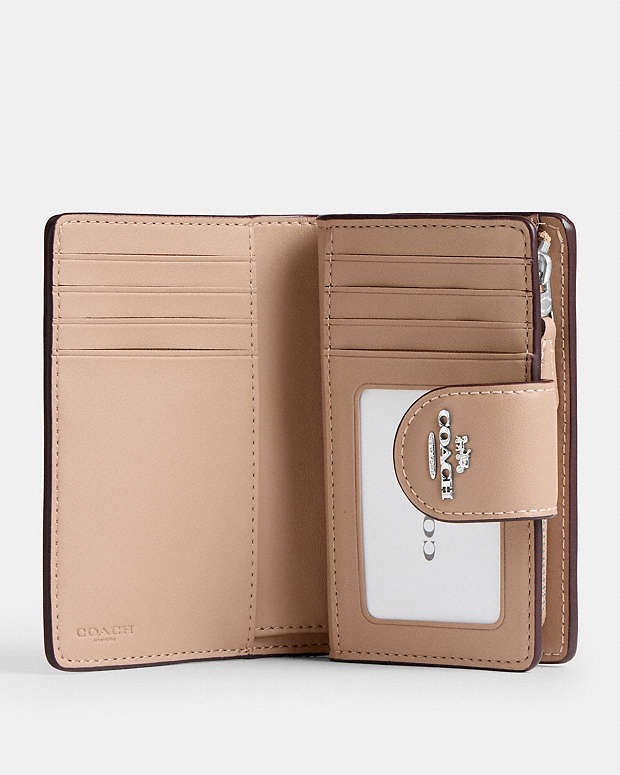Medium Corner Zip Wallet In Signature Canvas Signature Canvas-Silver-Sand-Taupe Signature Canvas-Silver-Sand-Taupe