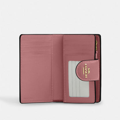 Coach Medium Corner Zip Wallet In Signature Canvas Silver