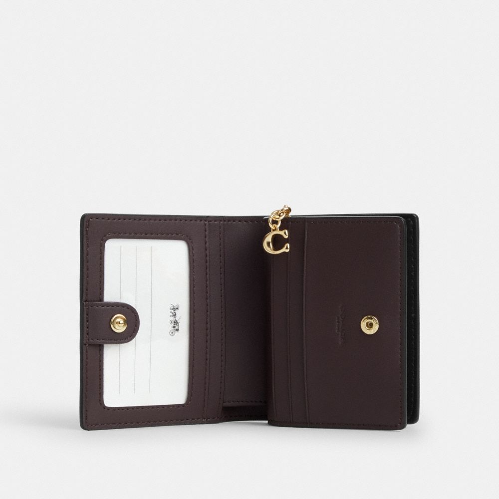 Coach Snap Wallet In Signature Canvas Gold Walnut Black