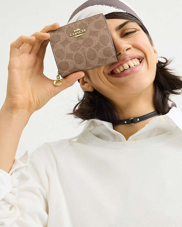 Snap Wallet In Signature Canvas Signature Canvas-Gold-Tan-Brown Signature Canvas-Gold-Tan-Brown