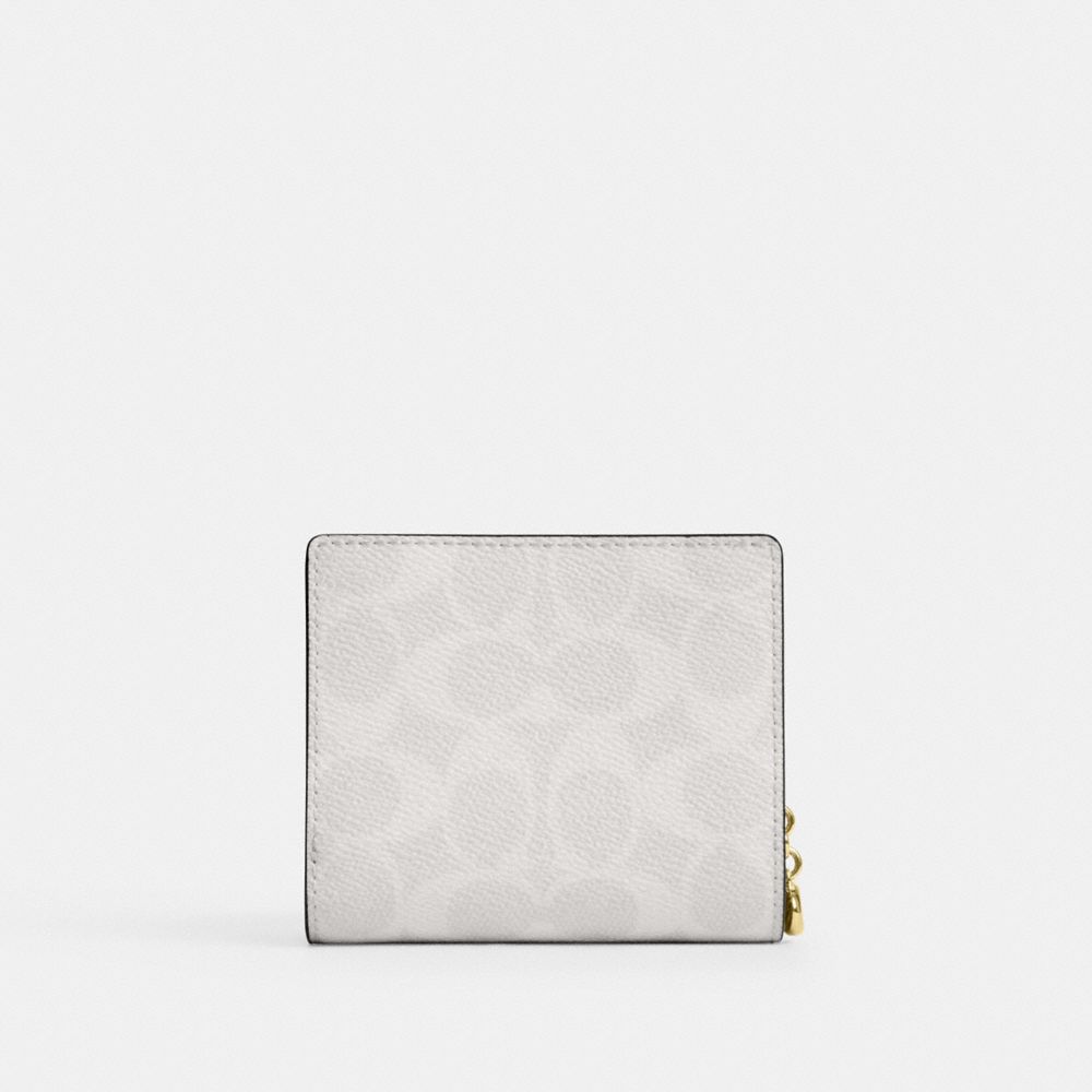 Coach Snap Wallet In Signature Canvas Gold/White/Chalk
