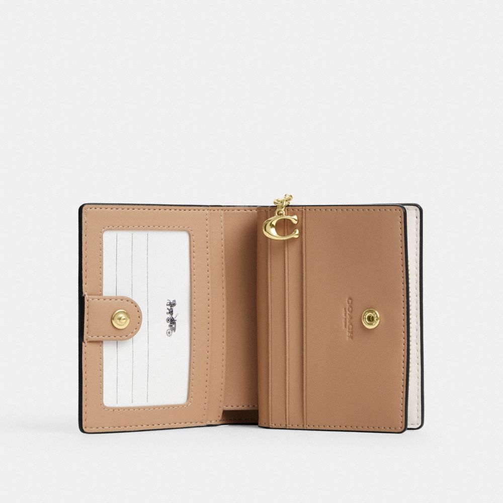 Coach Snap Wallet In Signature Canvas Gold/White/Chalk