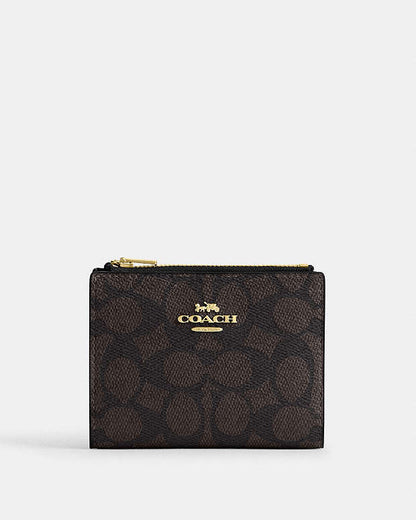 Bifold Wallet In Signature Canvas Signature Canvas-Gold-Walnut-Black Signature Canvas-Gold-Walnut-Black