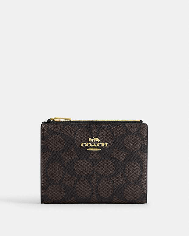 Bifold Wallet In Signature Canvas Signature Canvas-Gold-Walnut-Black Signature Canvas-Gold-Walnut-Black