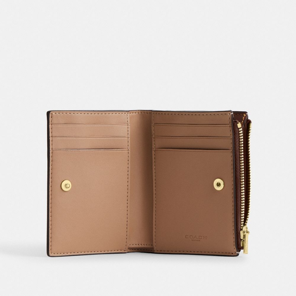Coach Bifold Wallet In Signature Canvas Gold Tan Brown