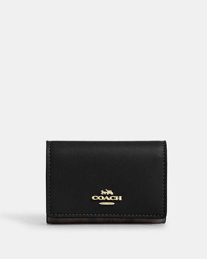 Micro Wallet In Signature Canvas Signature Canvas-Gold-Walnut-Black Signature Canvas-Gold-Walnut-Black