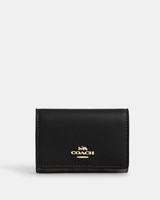 Micro Wallet In Signature Canvas Signature Canvas-Gold-Walnut-Black Signature Canvas-Gold-Walnut-Black