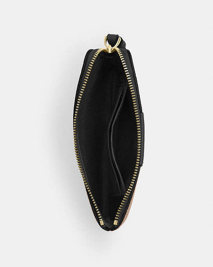 Corner Zip Wristlet In Signature Canvas With Stripe Signature Canvas-Gold-Tan-Black Signature Canvas-Gold-Tan-Black