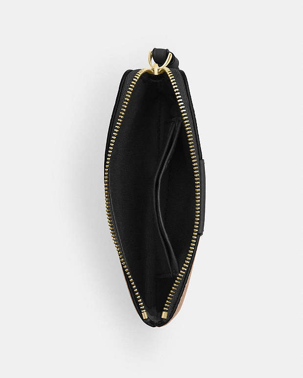 Corner Zip Wristlet In Signature Canvas With Stripe Signature Canvas-Gold-Tan-Black Signature Canvas-Gold-Tan-Black