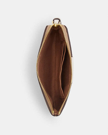 Corner Zip Wristlet In Signature Canvas With Stripe Signature Canvas-Gold-Sand-Chalk Signature Canvas-Gold-Sand-Chalk
