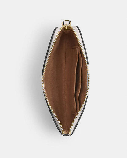 Corner Zip Wristlet In Signature Canvas With Stripe Signature Canvas-Gold-White-Chalk Signature Canvas-Gold-White-Chalk