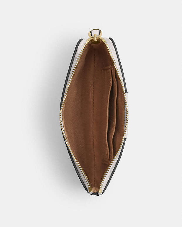 Corner Zip Wristlet In Signature Canvas With Stripe Signature Canvas-Gold-White-Chalk Signature Canvas-Gold-White-Chalk