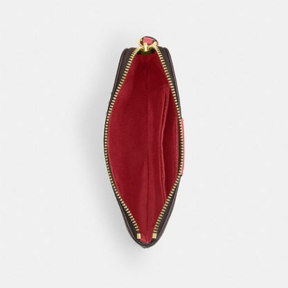Coach Corner Zip Wristlet In Signature Canvas With Stripe Gold