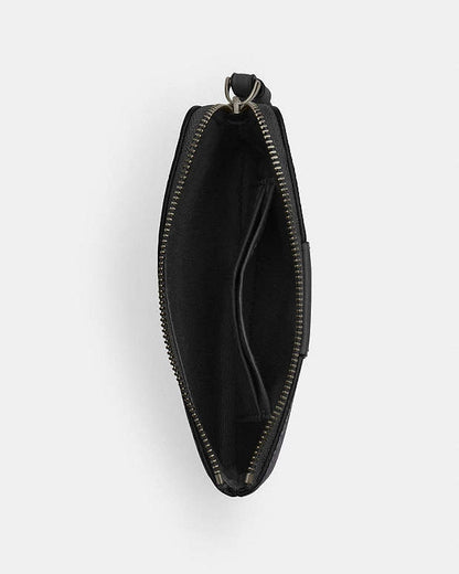 Corner Zip Wristlet In Signature Canvas With Stripe Signature Canvas-Gunmetal-Charcoal-Black Signature Canvas-Gunmetal-Charcoal-Black