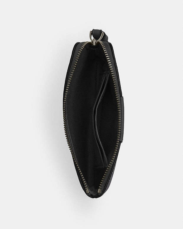 Corner Zip Wristlet In Signature Canvas With Stripe Signature Canvas-Gunmetal-Charcoal-Black Signature Canvas-Gunmetal-Charcoal-Black