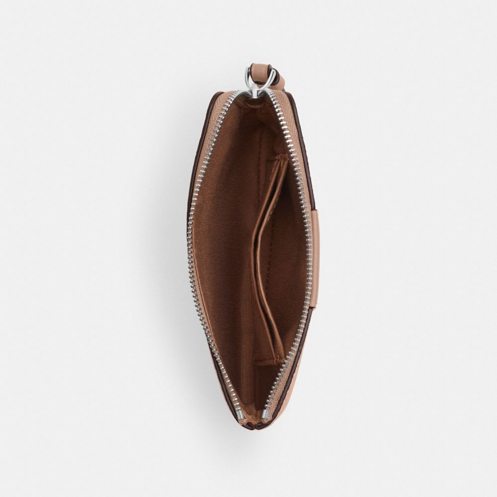 Corner Zip Wristlet In Signature Canvas With Stripe Signature Canvas-Silver-Sand-Taupe Signature Canvas-Silver-Sand-Taupe