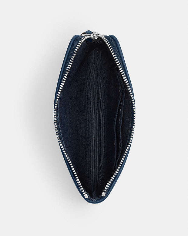 Corner Zip Wristlet In Signature Jacquard Non Leather-Silver-Denim-Dark Denim Non Leather-Silver-Denim-Dark Denim