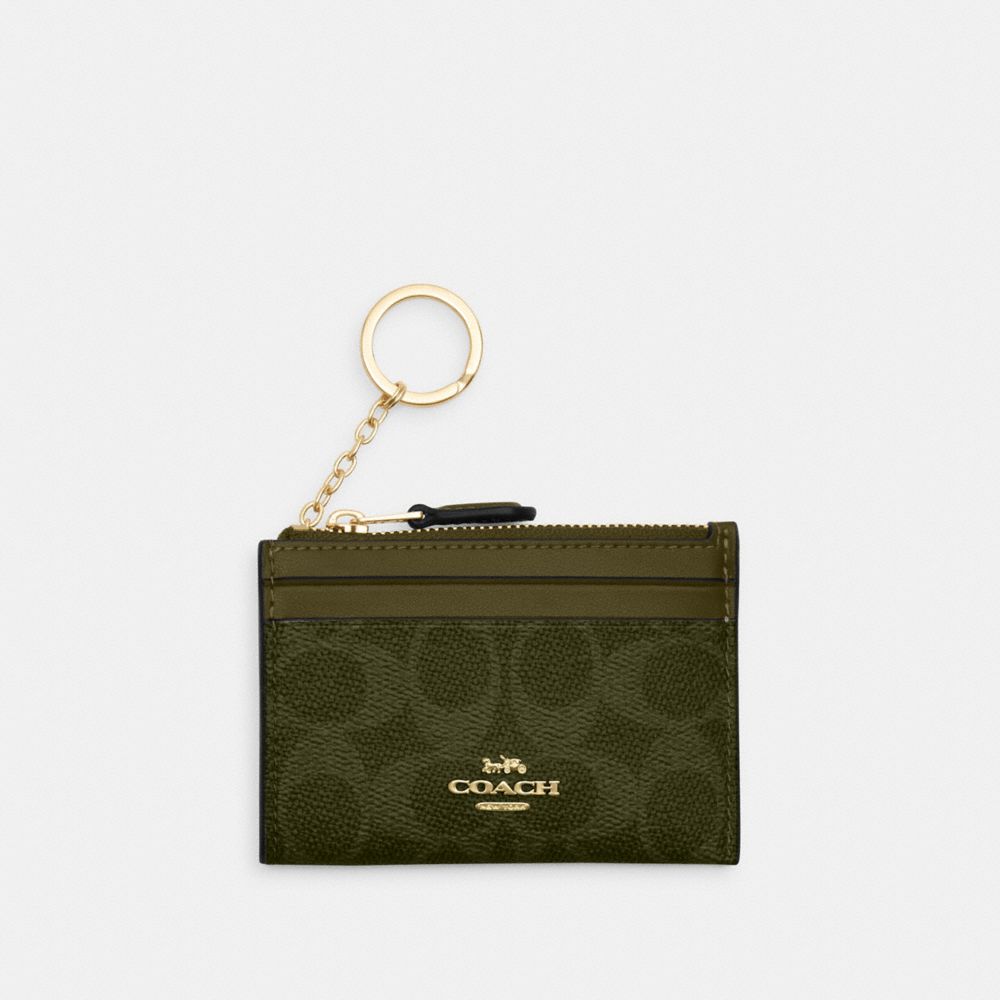 Mini Skinny Id Case In Signature Canvas Signature Canvas-Gold-Olive Signature Canvas-Gold-Olive