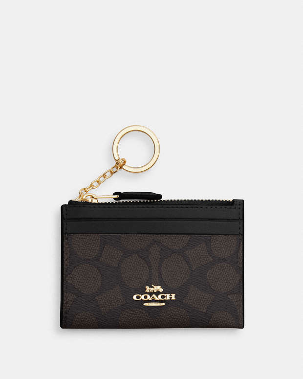 Mini Skinny Id Case In Signature Canvas Signature Canvas-Gold-Walnut-Black Signature Canvas-Gold-Walnut-Black