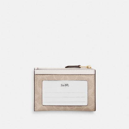 Coach Mini Skinny Id Case In Signature Canvas Gold Sand Chalk