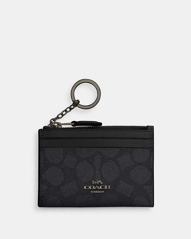 Mini Skinny Id Case In Signature Canvas Signature Canvas-Gunmetal-Charcoal-Black Signature Canvas-Gunmetal-Charcoal-Black
