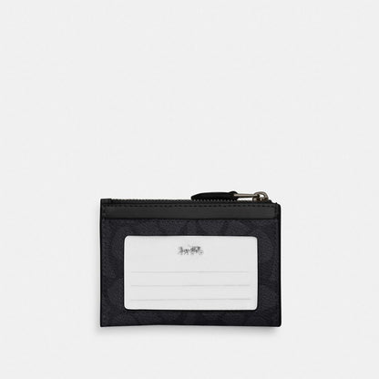 Coach Mini Skinny ID Case In Signature Canvas Gunmetal/Charcoal/Black