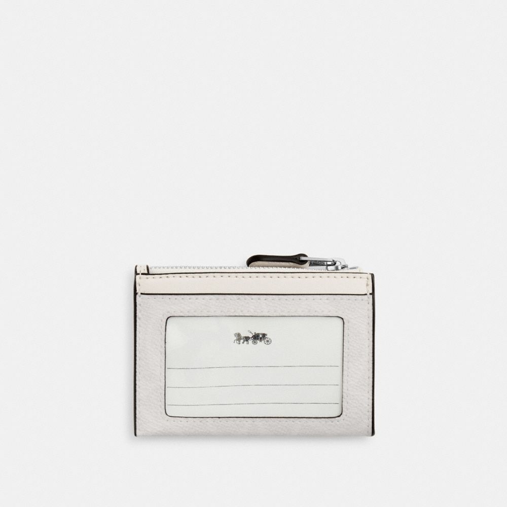 Coach Mini Skinny ID Case In Signature Canvas Silver/White/Chalk