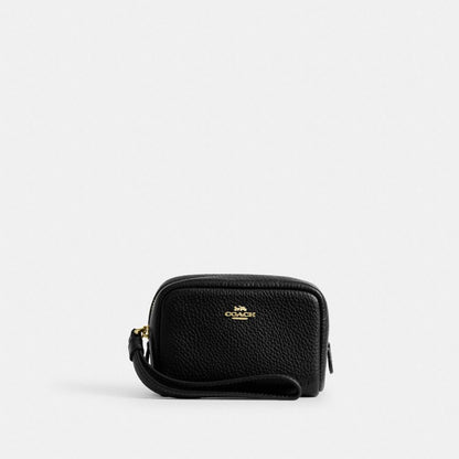 Coach Pouch Wristlet Gold Black