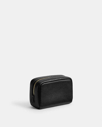 Pouch Wristlet Pebbled Leather-Gold-Black Pebbled Leather-Gold-Black