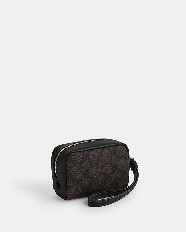 Pouch Wristlet In Signature Canvas Signature Canvas-Gold-Walnut-Black Signature Canvas-Gold-Walnut-Black