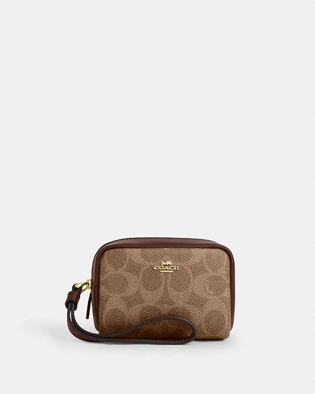 Pouch Wristlet In Signature Canvas Signature Canvas-Gold-Tan-Brown Signature Canvas-Gold-Tan-Brown