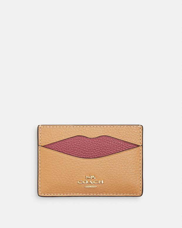 Lip Card Case Novelty Leather-Gold-Latte Multi Novelty Leather-Gold-Latte Multi
