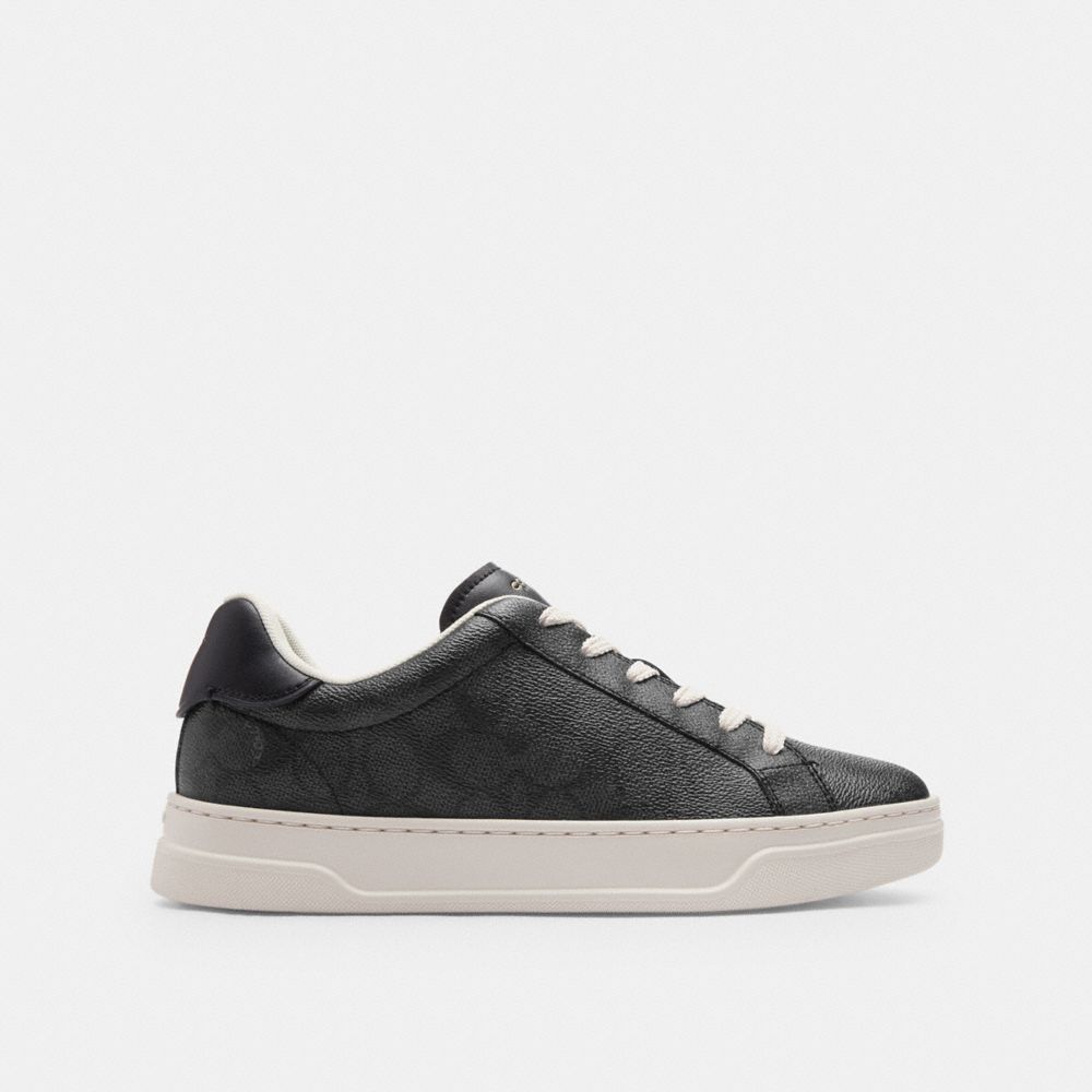 Coach High Line Sneaker In Signature Canvas Charcoal Black