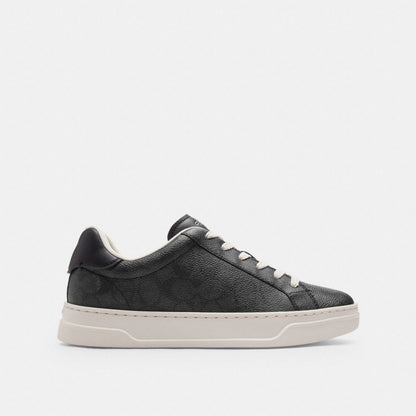 Coach High Line Sneaker In Signature Canvas Charcoal Black