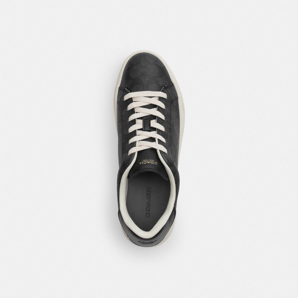 Coach High Line Sneaker In Signature Canvas Charcoal Black