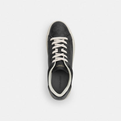Coach High Line Sneaker In Signature Canvas Charcoal Black