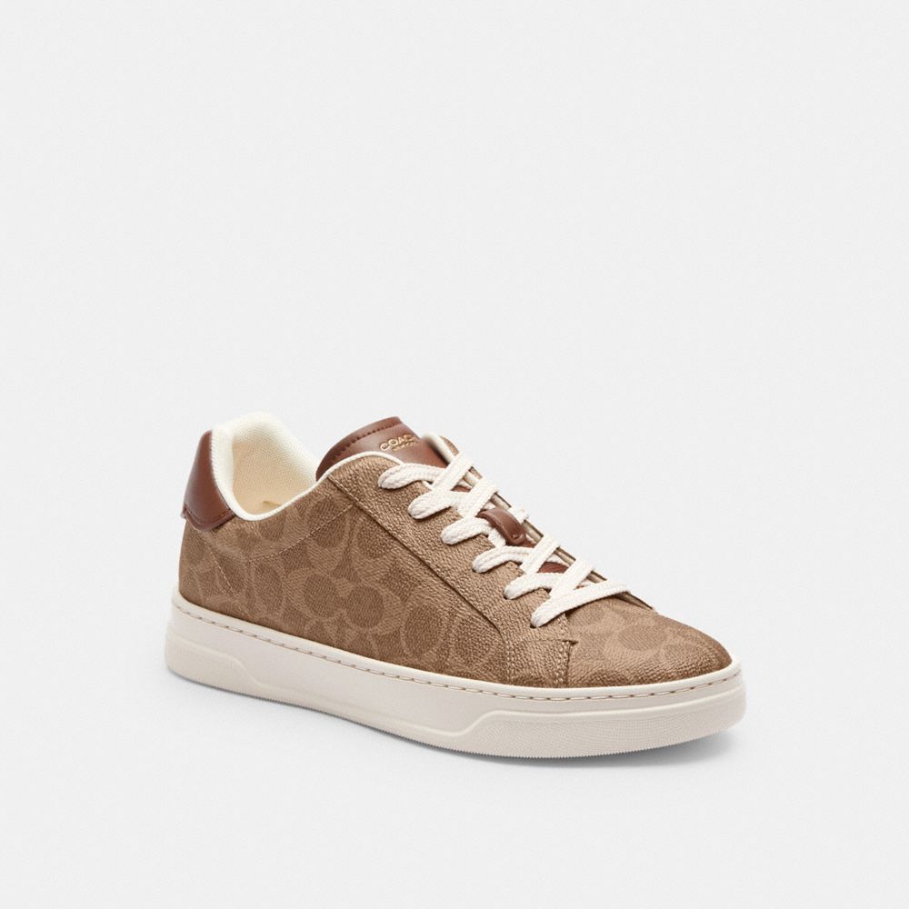 Coach High Line Sneaker In Signature Canvas Brown Khaki