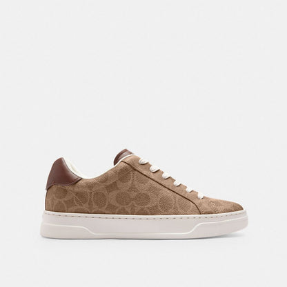 Coach High Line Sneaker In Signature Canvas Brown Khaki