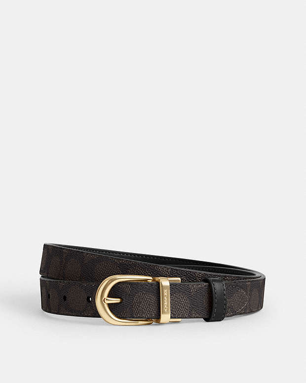 Harness Buckle Cut To Size Reversible Belt, 25 Mm Signature Canvas-Gold-Walnut-Black Signature Canvas-Gold-Walnut-Black