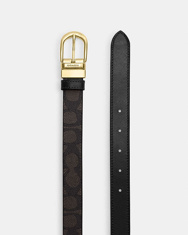 Harness Buckle Cut To Size Reversible Belt, 25 Mm Signature Canvas-Gold-Walnut-Black Signature Canvas-Gold-Walnut-Black
