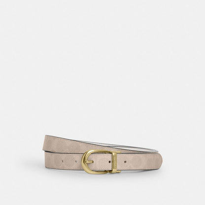 Coach Harness Buckle Cut To Size Reversible Belt, 25 Mm Gold Sand Chalk