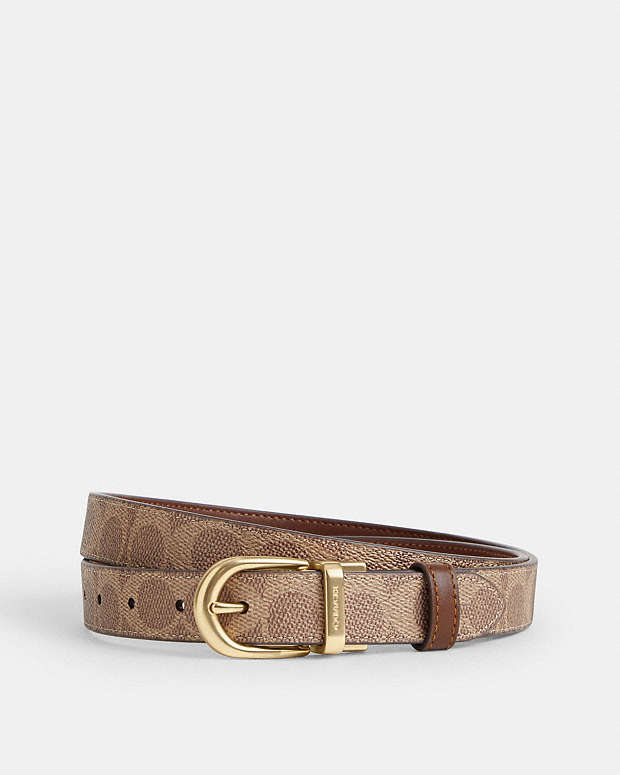 Harness Buckle Cut To Size Reversible Belt, 25 Mm Signature Canvas-Gold-Tan-Brown Signature Canvas-Gold-Tan-Brown
