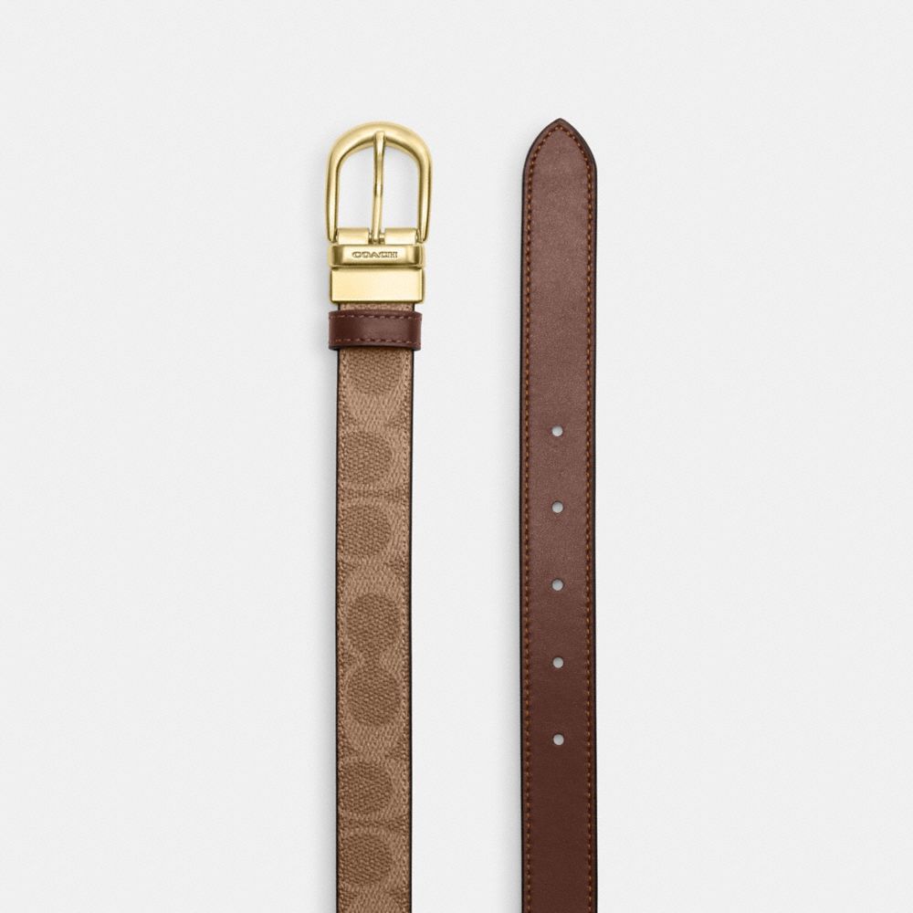 Harness Buckle Cut To Size Reversible Belt, 25 Mm Signature Canvas-Gold-Tan-Brown Signature Canvas-Gold-Tan-Brown