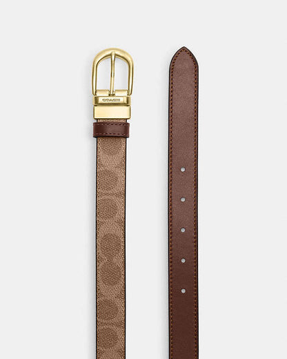 Harness Buckle Cut To Size Reversible Belt, 25 Mm Signature Canvas-Gold-Tan-Brown Signature Canvas-Gold-Tan-Brown