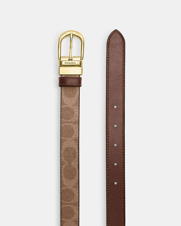 Harness Buckle Cut To Size Reversible Belt, 25 Mm Signature Canvas-Gold-Tan-Brown Signature Canvas-Gold-Tan-Brown