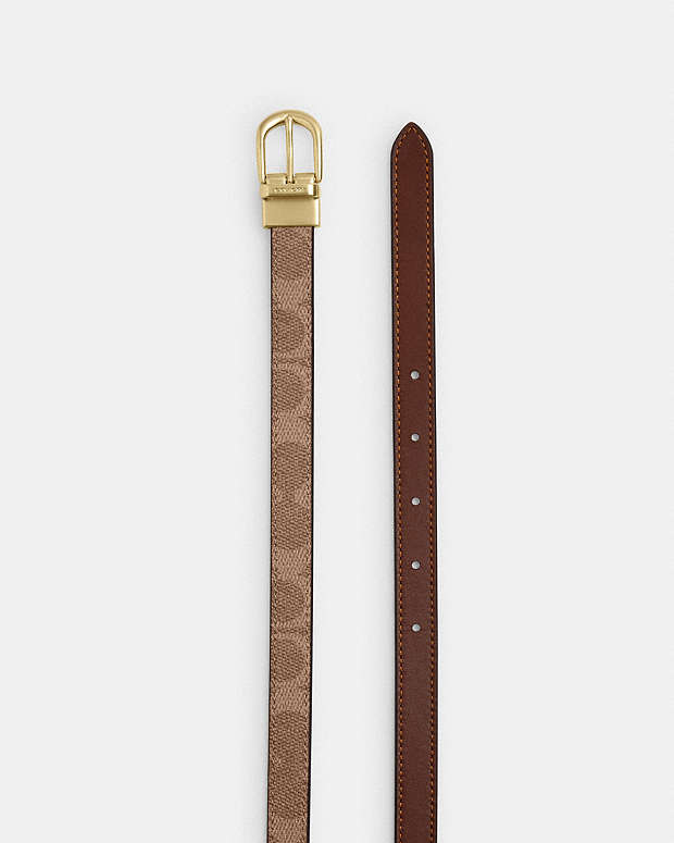 Classic Buckle Cut To Size Reversible Belt, 18 Mm Signature Canvas-Gold-Tan-Brown Signature Canvas-Gold-Tan-Brown