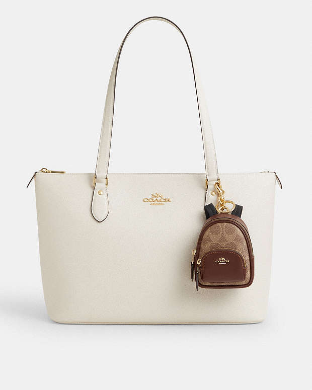 Mini Court Backpack Bag Charm In Signature Canvas Gold-Tan-Brown Gold-Tan-Brown