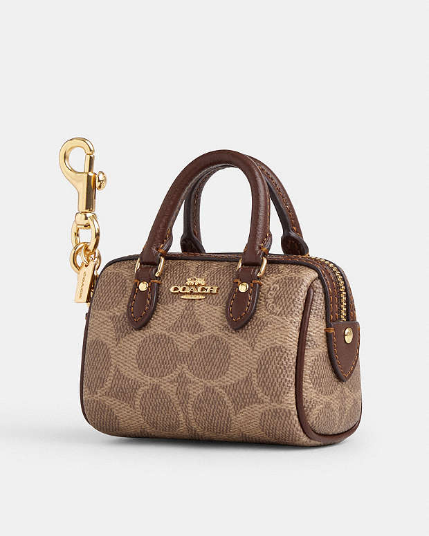 Mini Rowan Bag Charm In Signature Canvas Signature Canvas-Gold-Tan-Brown Signature Canvas-Gold-Tan-Brown