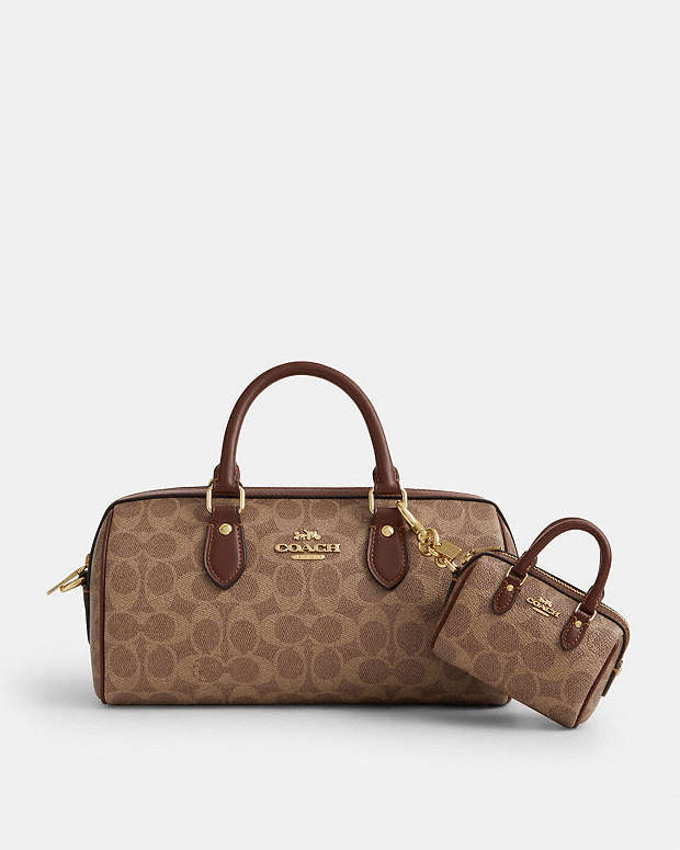 Mini Rowan Bag Charm In Signature Canvas Signature Canvas-Gold-Tan-Brown Signature Canvas-Gold-Tan-Brown